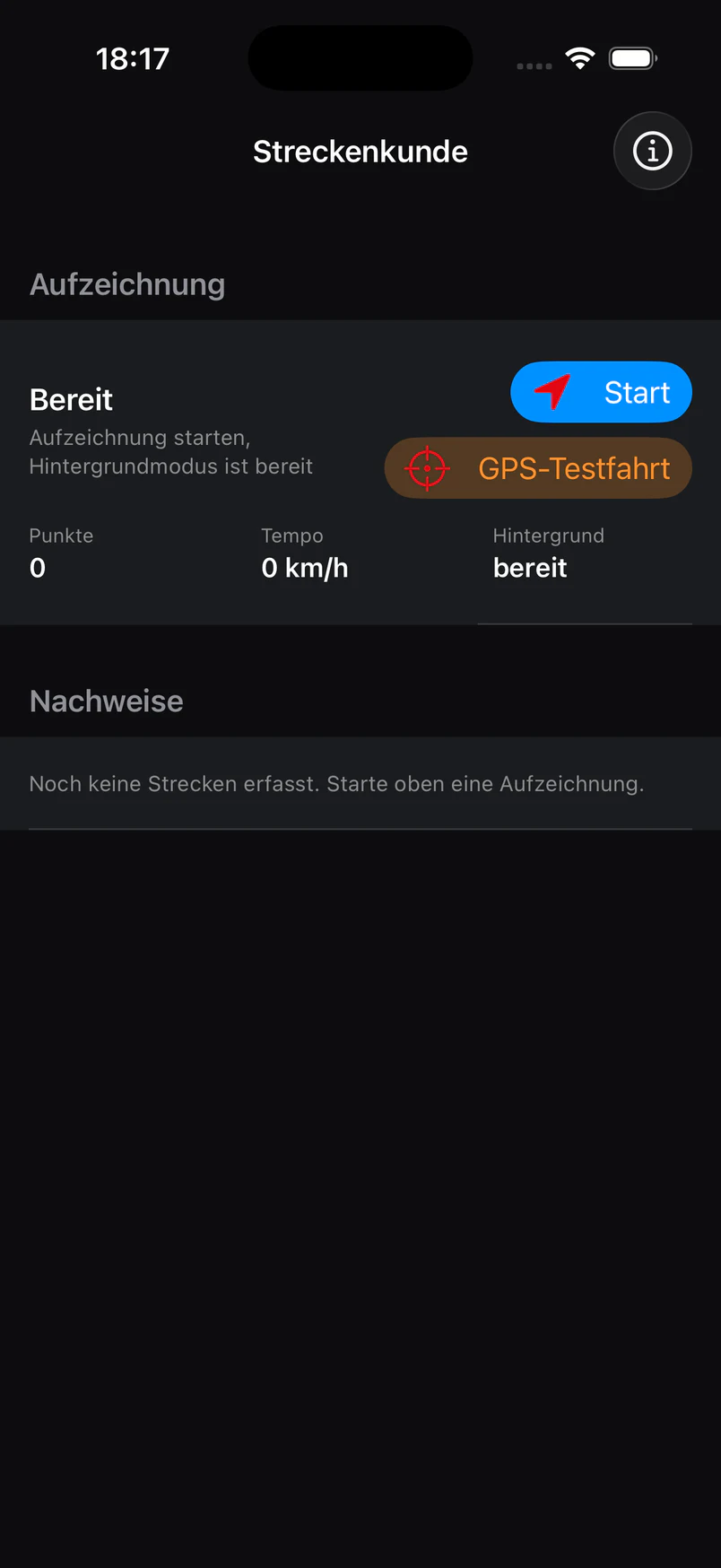 LokDesk Streckenkunde mit bereiter GPS-Aufzeichnung und Nachweisbereich